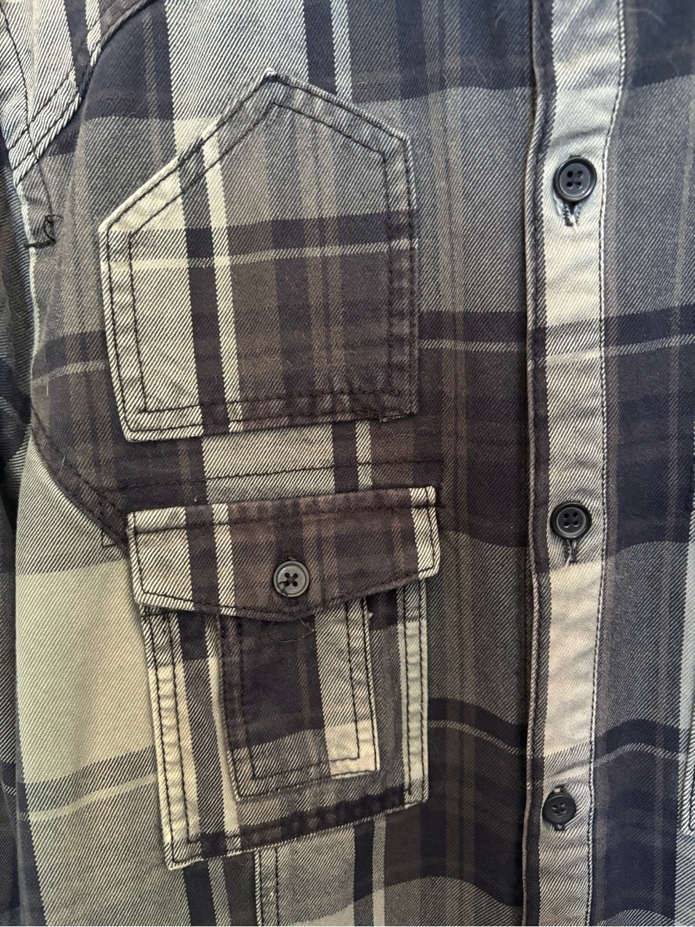 H&M DIVIDED Olive Plaid Western Utility Streetwear 100% Cotton Button-down Shirt - Picture 3 of 16